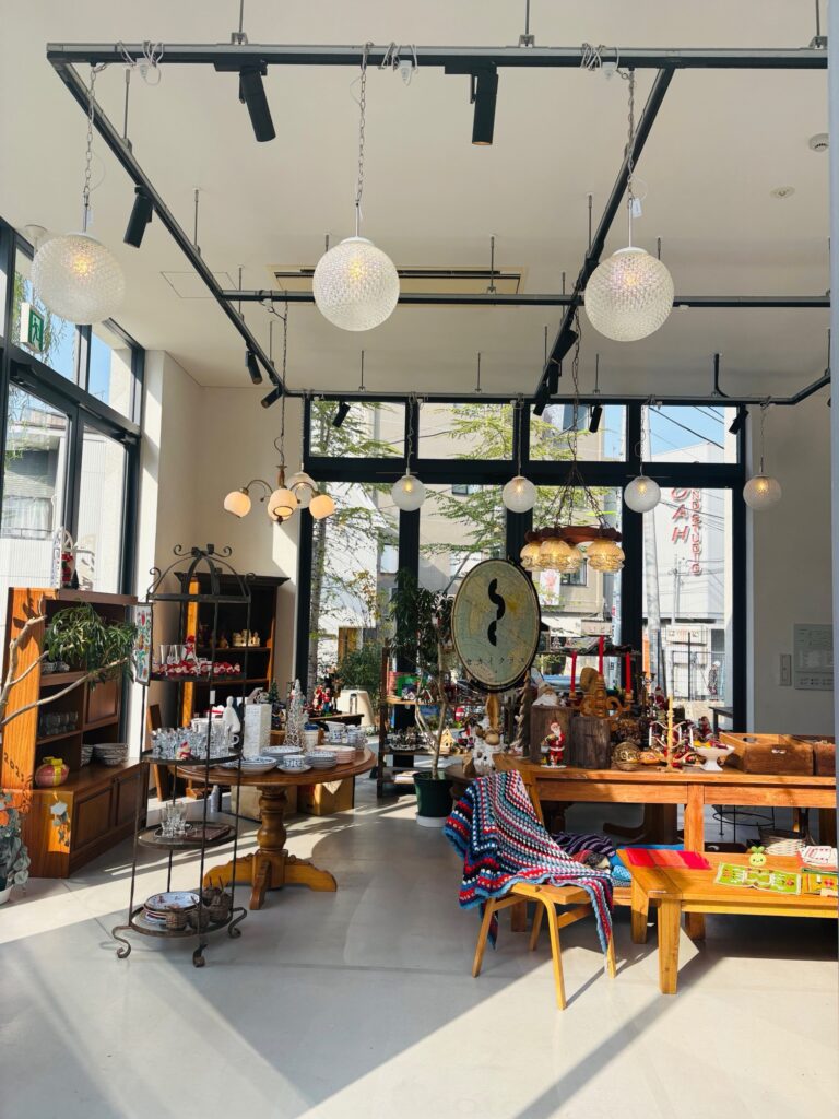 cozy shop interior in tokyo decorated for christmas